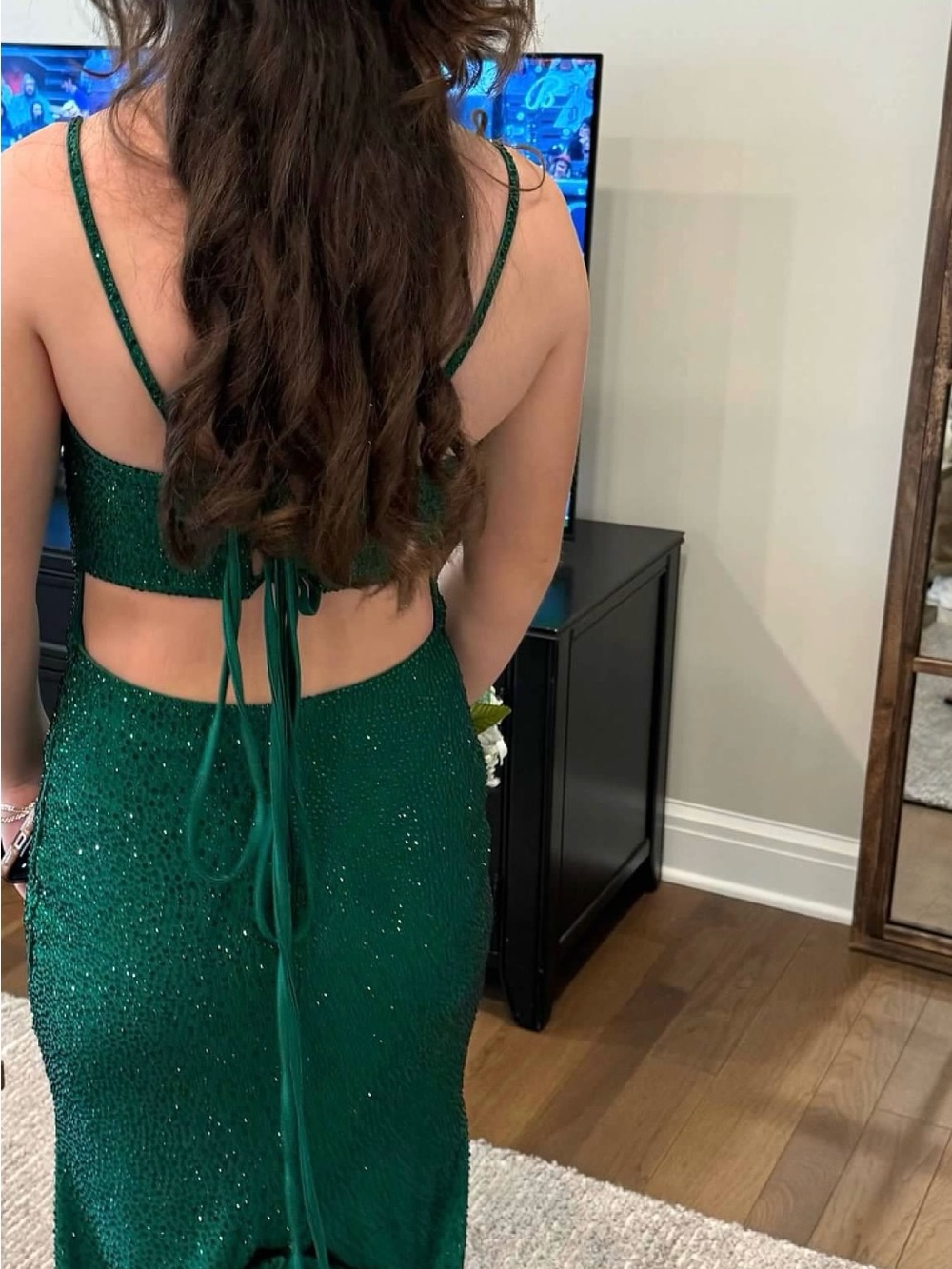 Sherri Hill Emerald Green Beaded Mermaid Prom Dress - Picture 6 of 6